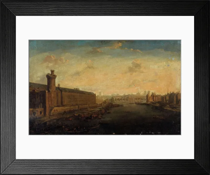 Framed Print : Grande Galerie of the Louvre, with Porte Neuve, Pont-Neuf, the Cité, Tour de Nesle...around 1640, Creator: Unknown Framed Print : Grande Galerie of the Louvre, with Porte Neuve, Pont-Neuf, the Cité, Tour de Nesle...around 1640, Creator: Unknown