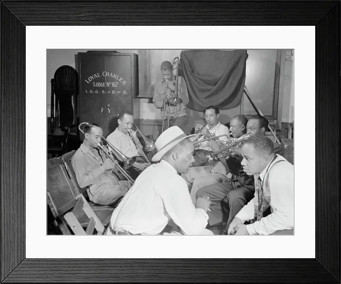 Framed Print : Portrait of Joe Thomas and Eddie Wilcox, Loyal Charles Lodge No. 167, New York, N.Y. ca. Oct. 1947. Creator: William Paul Gottlieb Framed Print : Portrait of Joe Thomas and Eddie Wilcox, Loyal Charles Lodge No. 167, New York, N.Y. ca. Oct. 1947. Creator: William Paul Gottlieb