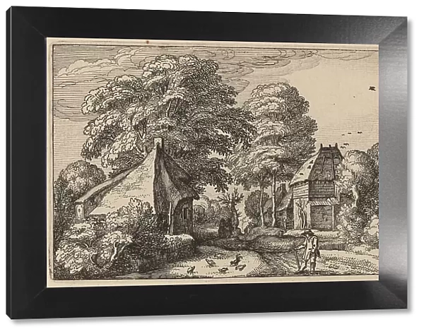Road with Barn and Cottages, published 1612. Creator: Claes Jansz Visscher
