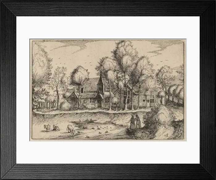 Framed Print : A Pond, published 1612. Creator: Claes Jansz Visscher Framed Print : A Pond, published 1612. Creator: Claes Jansz Visscher