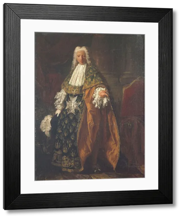 Framed Print : Portrait de Paul-Hippolyte de Beauvillier, duc de Saint-Aignan (1684-1776), en tenue de...c1737-1749 Creator: Pierre Subleyras Framed Print : Portrait de Paul-Hippolyte de Beauvillier, duc de Saint-Aignan (1684-1776), en tenue de...c1737-1749 Creator: Pierre Subleyras