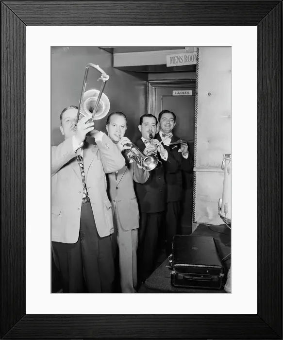Framed Print : Portrait of George Brunis and Tony Parenti, Jimmy Ryan's (Club), New York, N.Y. ca. Aug. 1946. Creator: William Paul Gottlieb Framed Print : Portrait of George Brunis and Tony Parenti, Jimmy Ryan's (Club), New York, N.Y. ca. Aug. 1946. Creator: William Paul Gottlieb