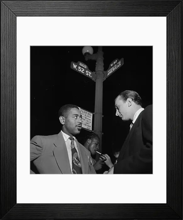Framed Print : Portrait of Dizzy Gillespie, 52nd Street, New York, N.Y. 1946. Creator: William Paul Gottlieb Framed Print : Portrait of Dizzy Gillespie, 52nd Street, New York, N.Y. 1946. Creator: William Paul Gottlieb