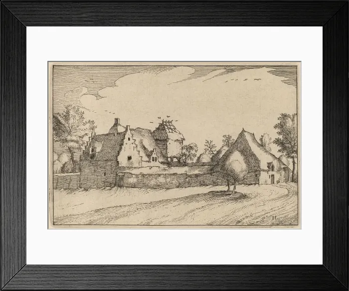 Framed Print : Walled Farm, published 1612. Creator: Claes Jansz Visscher Framed Print : Walled Farm, published 1612. Creator: Claes Jansz Visscher