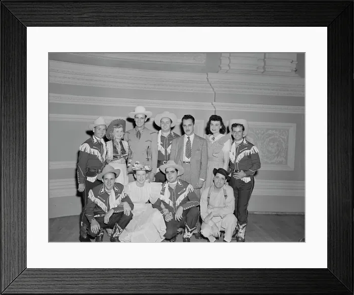 Framed Print : Portrait of Shorty Warren, Rosalie Allen, Ernest Tubb, Cy Sweat, Dave Miller...N.Y. 1947. Creator: William Paul Gottlieb