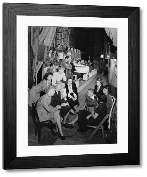 Framed Print : Portrait of June Christy, Laurindo Almeida, Bob Gioga, Eddie Safranski...Richmond, Va.(?), 1947 or 48 Creator: William Paul Gottlieb Framed Print : Portrait of June Christy, Laurindo Almeida, Bob Gioga, Eddie Safranski...Richmond, Va.(?), 1947 or 48 Creator: William Paul Gottlieb