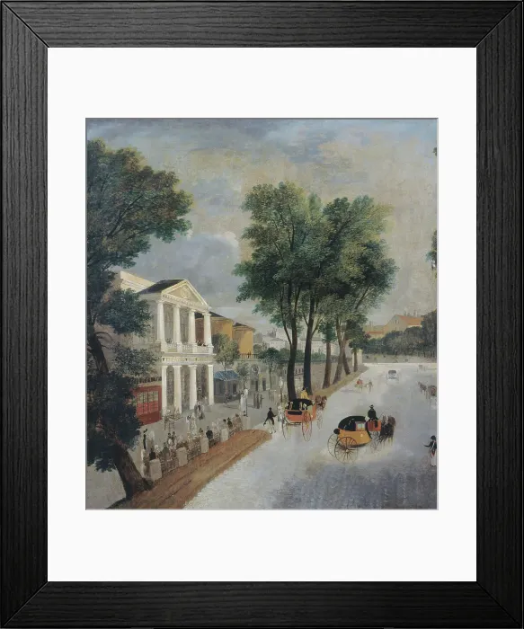 Framed Print : Theatre des Varietes and panorama of rotundas on boulevard Montmartre, around 1820, current 2nd... Creator: Unknown Framed Print : Theatre des Varietes and panorama of rotundas on boulevard Montmartre, around 1820, current 2nd... Creator: Unknown