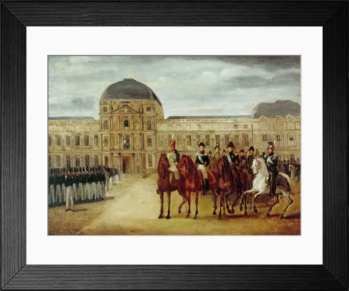 Framed Print : Review passing in front of Tuileries Palace, around 1820. Creator: Unknown