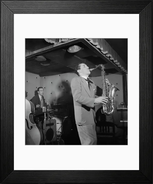Framed Print : Portrait of Charlie Ventura and Dave Tough, Three Deuces, New York, N.Y. ca. Apr. 1947. Creator: William Paul Gottlieb Framed Print : Portrait of Charlie Ventura and Dave Tough, Three Deuces, New York, N.Y. ca. Apr. 1947. Creator: William Paul Gottlieb