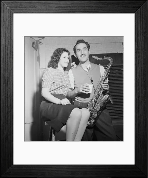 Framed Print : Portrait of Charlie Ventura and Lilyann Carol, National studio, New York, N.Y. ca. Oct. 1946. Creator: William Paul Gottlieb Framed Print : Portrait of Charlie Ventura and Lilyann Carol, National studio, New York, N.Y. ca. Oct. 1946. Creator: William Paul Gottlieb