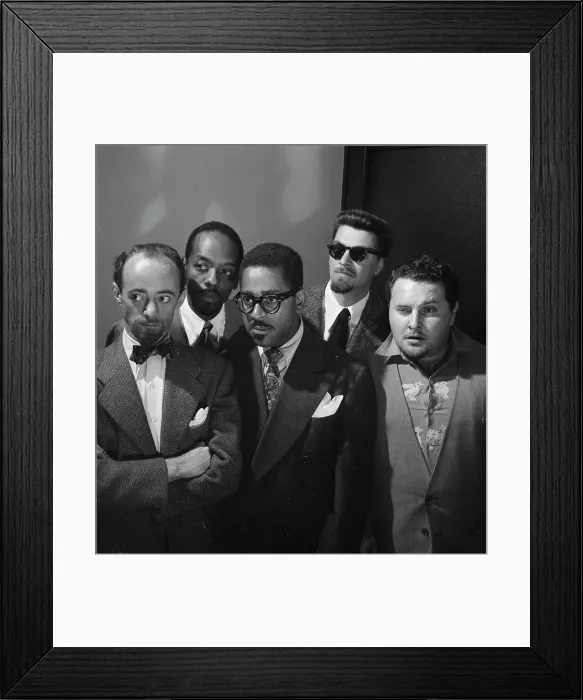 Framed Print : Portrait of Dave Lambert, John Simmons, Dizzy Gillespie, George Handy... New York, 1947. Creator: William Paul Gottlieb Framed Print : Portrait of Dave Lambert, John Simmons, Dizzy Gillespie, George Handy... New York, 1947. Creator: William Paul Gottlieb