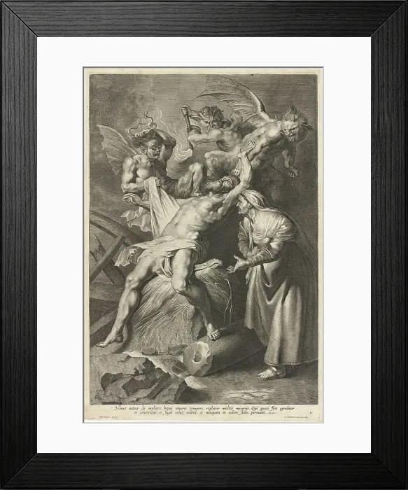 Framed Print : Job Tormented by Demons and Abused by His Wife. Creator: Lucas Vorsterman Framed Print : Job Tormented by Demons and Abused by His Wife. Creator: Lucas Vorsterman