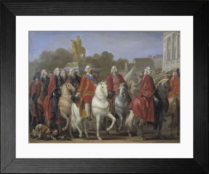 Framed Print : Inauguration de la statue de Louis XV sur la place du même nom, par le corps de... le 20 juin 1763. Creator: Joseph-Marie Vien the Elder Framed Print : Inauguration de la statue de Louis XV sur la place du même nom, par le corps de... le 20 juin 1763. Creator: Joseph-Marie Vien the Elder