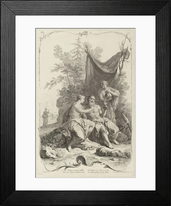 Framed Print : Lot and His Daughters, c. 1745. Creator: Joseph Wagner Framed Print : Lot and His Daughters, c. 1745. Creator: Joseph Wagner
