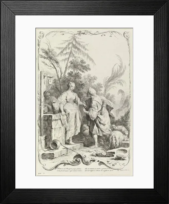 Framed Print : Rebecca at the Well, c. 1745. Creator: Joseph Wagner Framed Print : Rebecca at the Well, c. 1745. Creator: Joseph Wagner