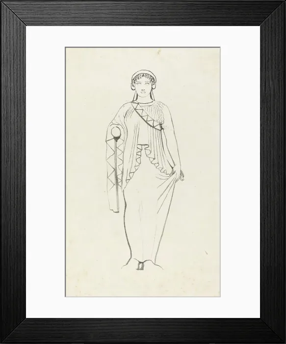 Framed Print : Statue on the Pediment over the West Front of a Temple at Egina, published 1829. Creator: W Walton Framed Print : Statue on the Pediment over the West Front of a Temple at Egina, published 1829. Creator: W Walton