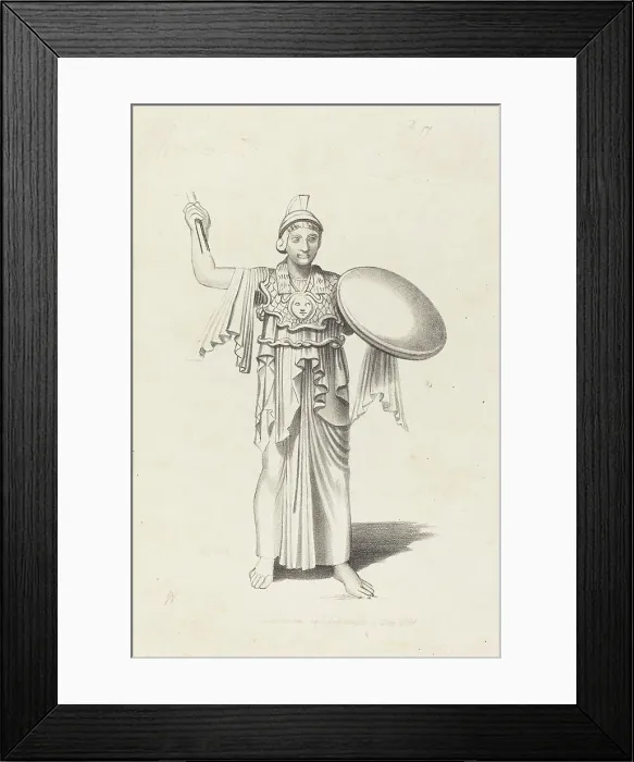 Framed Print : Minerva, From a Bronze by Daedalus, published 1829. Creator: W Walton