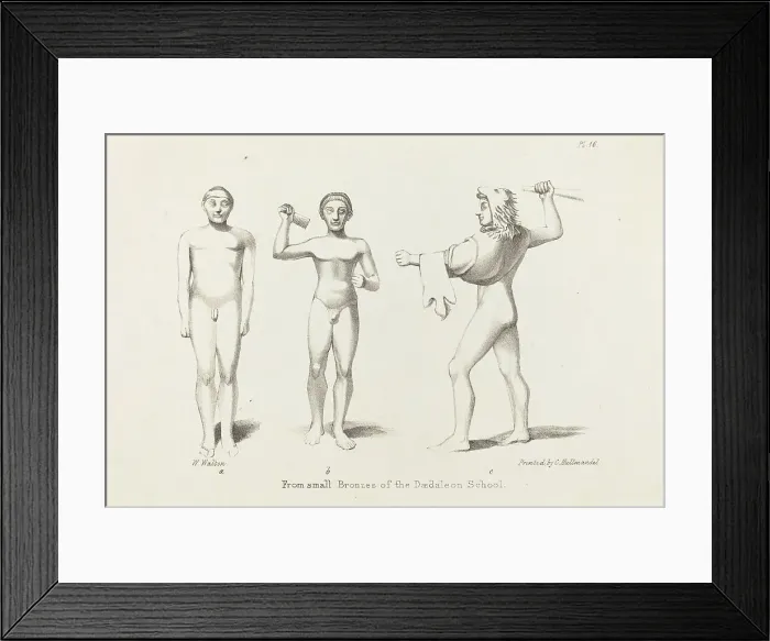 Framed Print : Daedalian Figures from Bronzes, published 1829. Creator: W Walton Framed Print : Daedalian Figures from Bronzes, published 1829. Creator: W Walton