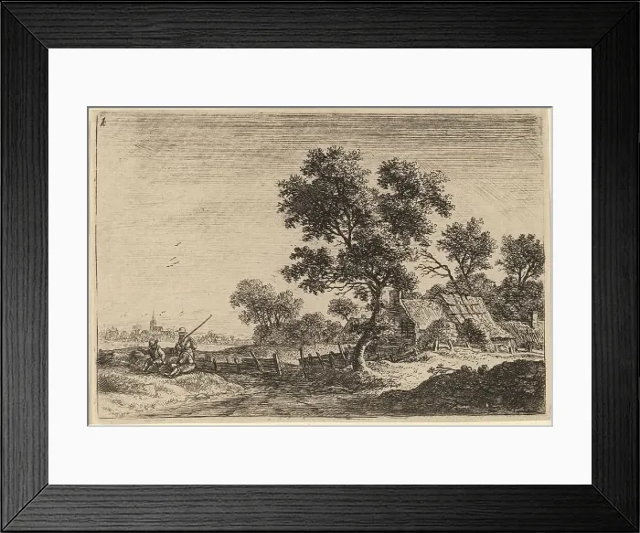 Framed Print : Three Peasants on a Knoll outside a Hamlet. Creator: Anthonie Waterloo Framed Print : Three Peasants on a Knoll outside a Hamlet. Creator: Anthonie Waterloo