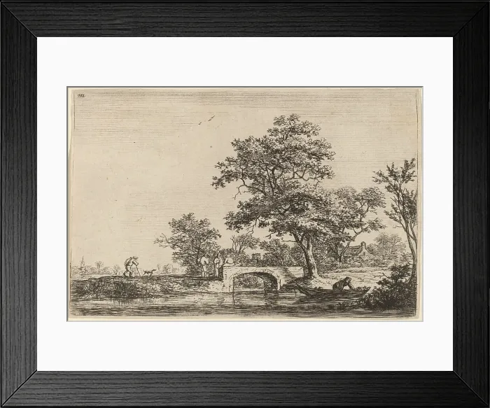 Framed Print : Four Men on a Stone Bridge. Creator: Anthonie Waterloo Framed Print : Four Men on a Stone Bridge. Creator: Anthonie Waterloo