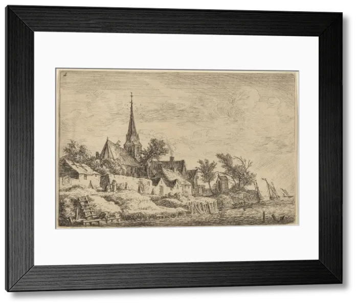Framed Print : Village Steeple at the Seaside. Creator: Anthonie Waterloo Framed Print : Village Steeple at the Seaside. Creator: Anthonie Waterloo