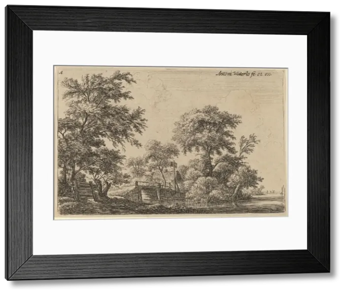 Framed Print : Planks Attached to Four Trees. Creator: Anthonie Waterloo Framed Print : Planks Attached to Four Trees. Creator: Anthonie Waterloo