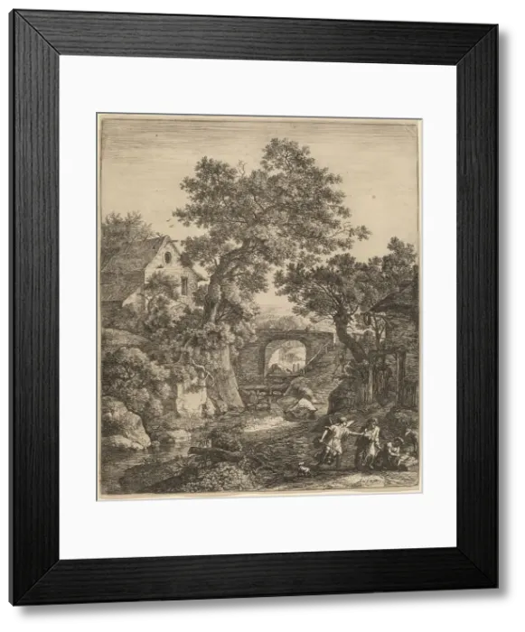 Framed Print : Landscape with the Circumcision of Moses Son. Creator: Anthonie Waterloo Framed Print : Landscape with the Circumcision of Moses Son. Creator: Anthonie Waterloo