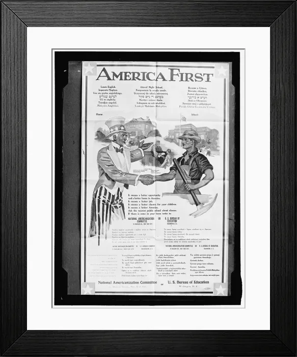 Framed Print : America First poster, between 1911 and 1920. Creator: Harris & Ewing. America First poster, between 1911 and 1920. Creator: Harris & Ewing Framed Print : America First poster, between 1911 and 1920. Creator: Harris & Ewing. America First poster, between 1911 and 1920. Creator: Harris & Ewing