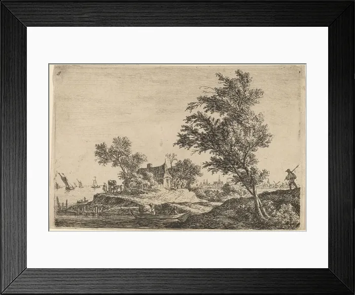 Framed Print : Traveler Passing Two Large Trees. Creator: Anthonie Waterloo Framed Print : Traveler Passing Two Large Trees. Creator: Anthonie Waterloo