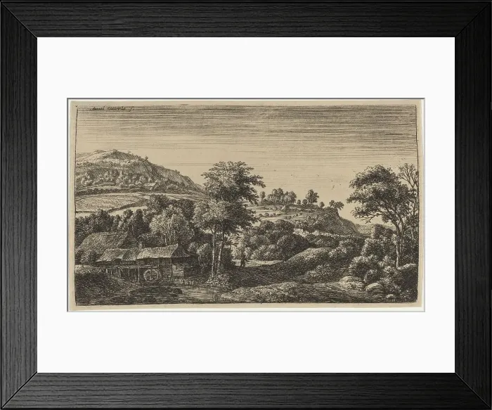 Framed Print : Watermill at the Foot of a Hill. Creator: Anthonie Waterloo Framed Print : Watermill at the Foot of a Hill. Creator: Anthonie Waterloo