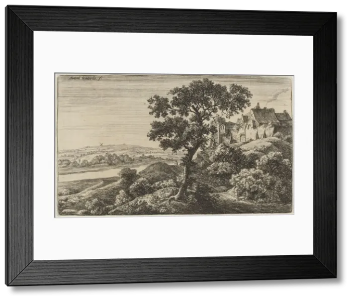 Framed Print : A Village on a Hill. Creator: Anthonie Waterloo Framed Print : A Village on a Hill. Creator: Anthonie Waterloo