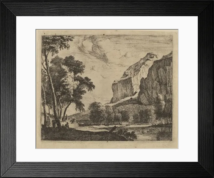 Framed Print : Riverscape with Rocks on the Right: pl.3. Creators: Roelant Roghman, Melchior Küsel Framed Print : Riverscape with Rocks on the Right: pl.3. Creators: Roelant Roghman, Melchior Küsel
