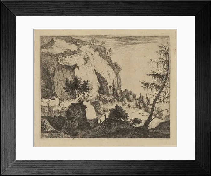 Framed Print : Rocky Landscape with Fir: pl.4. Creators: Roelant Roghman, Melchior Küsel Framed Print : Rocky Landscape with Fir: pl.4. Creators: Roelant Roghman, Melchior Küsel