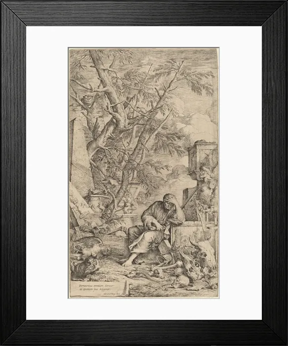 Framed Print : Democritus in Meditation, 1662. Creator: Salvator Rosa Framed Print : Democritus in Meditation, 1662. Creator: Salvator Rosa
