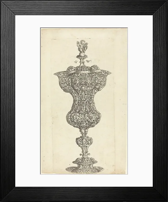 Framed Print : Goblet with Putto on lid, published 1579. Creator: Georg Wechter I Framed Print : Goblet with Putto on lid, published 1579. Creator: Georg Wechter I