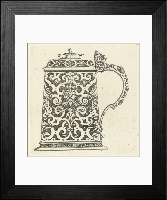 Framed Print : Large jug, the handle formed by a snake, published 1579. Creator: Georg Wechter I Framed Print : Large jug, the handle formed by a snake, published 1579. Creator: Georg Wechter I