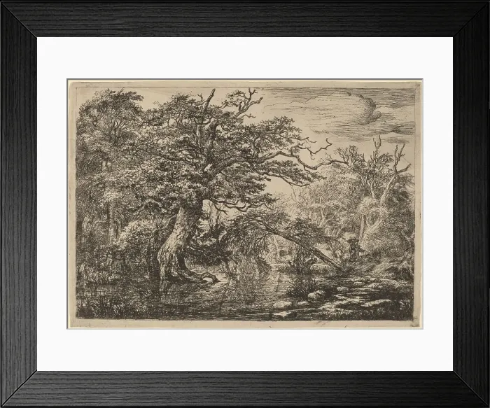 Framed Print : A Forest Marsh with Travelers on a Bank (The Travelers). Creator: Jacob van Ruisdael Framed Print : A Forest Marsh with Travelers on a Bank (The Travelers). Creator: Jacob van Ruisdael