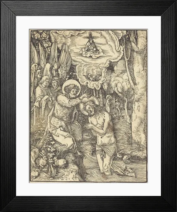 Framed Print : Baptism in Jordan. Creator: Hans Wechtlin the Elder Framed Print : Baptism in Jordan. Creator: Hans Wechtlin the Elder