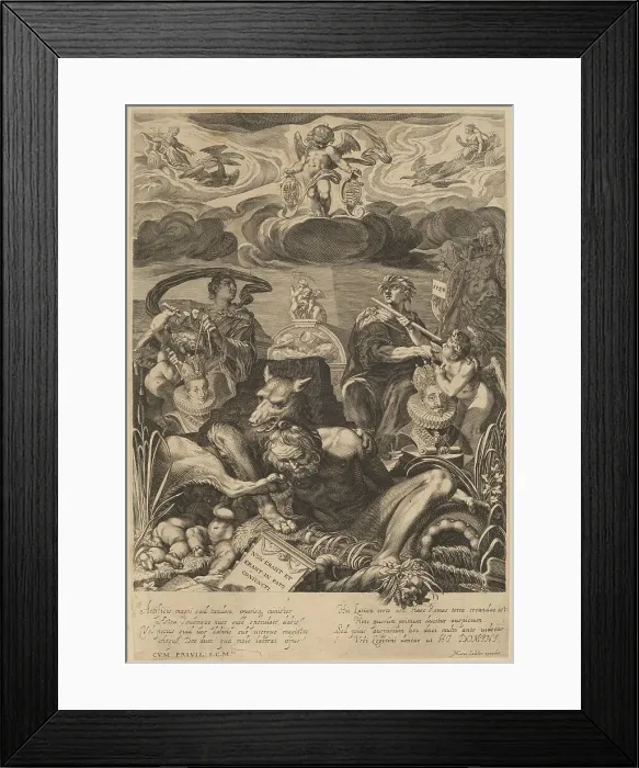 Framed Print : Allegory of the Marriage of Emperor Ferdinand II and Eleanor Gonzaga. Creator: Aegidius Sadeler II Framed Print : Allegory of the Marriage of Emperor Ferdinand II and Eleanor Gonzaga. Creator: Aegidius Sadeler II