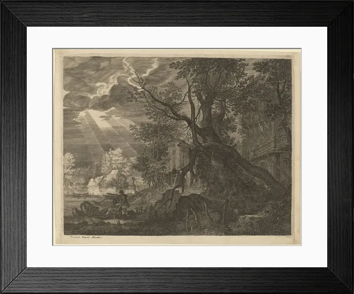 Framed Print : Landscape with Men Fishing by Moonlight. Creator: Aegidius Sadeler II