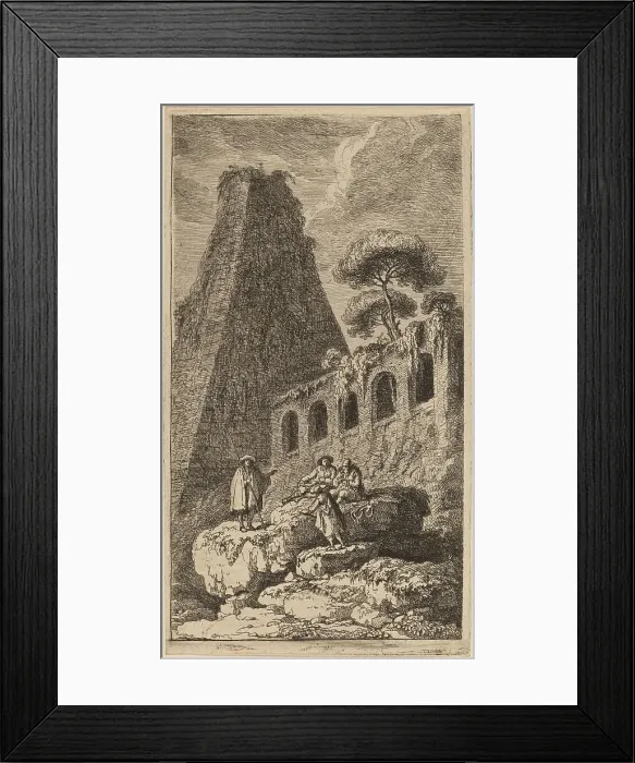 Framed Print : The Pyramid of Sesto near the Gates of St. Pauli in Rome, c. 1764. Creator: Franz Edmund Weirotter Framed Print : The Pyramid of Sesto near the Gates of St. Pauli in Rome, c. 1764. Creator: Franz Edmund Weirotter