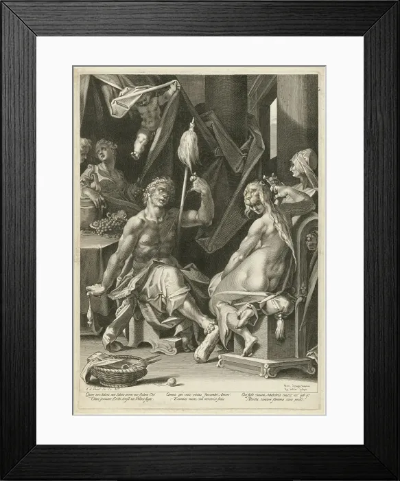 Framed Print : Hercules and Omphale, c. 1600. Creator: Aegidius Sadeler II Framed Print : Hercules and Omphale, c. 1600. Creator: Aegidius Sadeler II