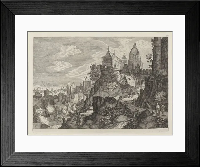 Framed Print : Rocky Landscape in Bohemia. Creators: Aegidius Sadeler II, Pieter Stevens Framed Print : Rocky Landscape in Bohemia. Creators: Aegidius Sadeler II, Pieter Stevens