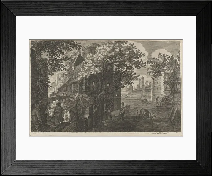 Framed Print : Gondolas on a River by a Palace, 1600 / 1615. Creators: Aegidius Sadeler II, Pieter Stevens Framed Print : Gondolas on a River by a Palace, 1600 / 1615. Creators: Aegidius Sadeler II, Pieter Stevens