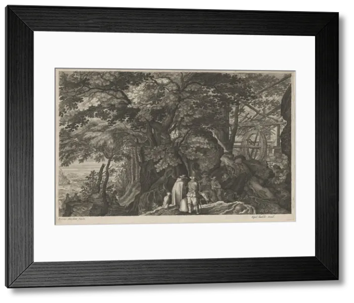 Framed Print : Ancient Trees by a Mountain Watermill, 1600 / 1615. Creators: Aegidius Sadeler II, Pieter Stevens Framed Print : Ancient Trees by a Mountain Watermill, 1600 / 1615. Creators: Aegidius Sadeler II, Pieter Stevens