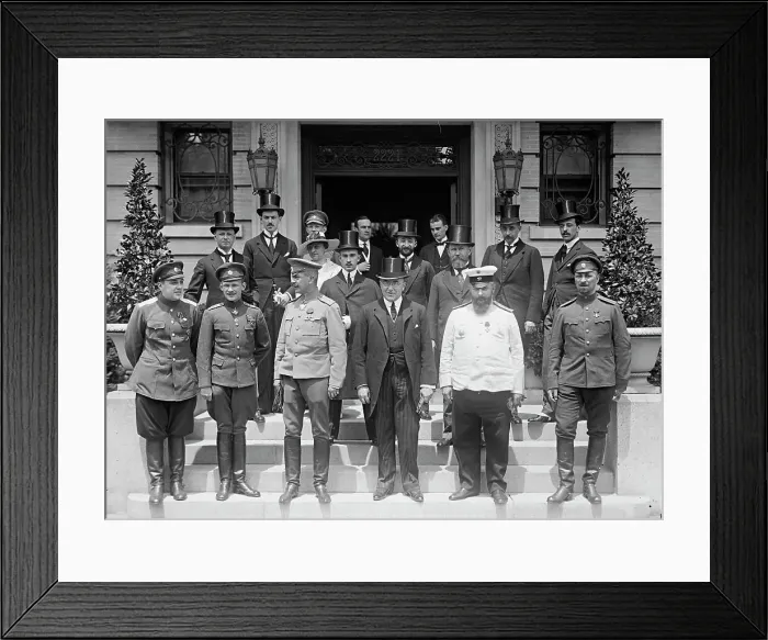 Framed Print : Russian Mission To U.S. - Front: Lt. Dimitri Martinoff; Capt. Chutt; Lt. Gen. Roop... July 1917. Creator: Harris & Ewing. Russian Mission To U.S. - Front: Lt. Dimitri Martinoff; Capt. Chutt; Lt. Gen. Roop... July 1917. Creator: Harris & Ewing Framed Print : Russian Mission To U.S. - Front: Lt. Dimitri Martinoff; Capt. Chutt; Lt. Gen. Roop... July 1917. Creator: Harris & Ewing. Russian Mission To U.S. - Front: Lt. Dimitri Martinoff; Capt. Chutt; Lt. Gen. Roop... July 1917. Creator: Harris & Ewing