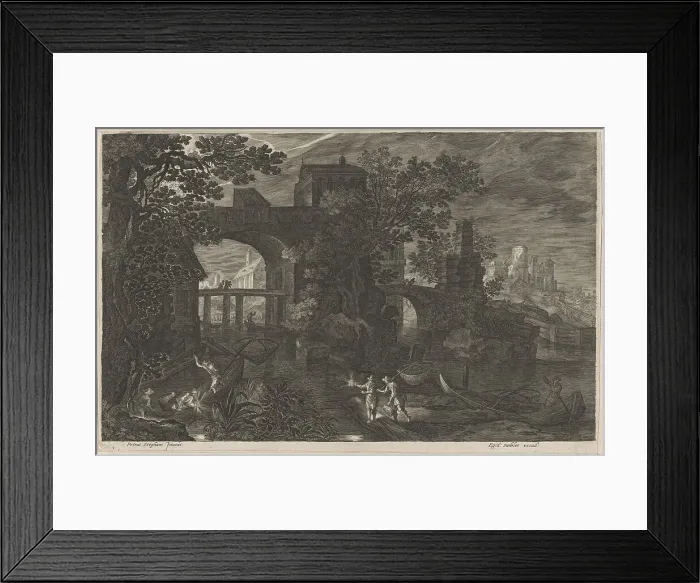 Framed Print : Night Fishing near Fortified Bridges, 1600 / 1615. Creators: Aegidius Sadeler II, Pieter Stevens Framed Print : Night Fishing near Fortified Bridges, 1600 / 1615. Creators: Aegidius Sadeler II, Pieter Stevens