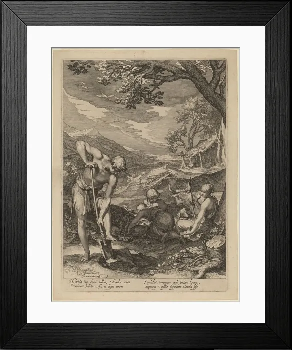 Framed Print : Adam and Eve Working, 1604. Creator: Jan Saenredam Framed Print : Adam and Eve Working, 1604. Creator: Jan Saenredam