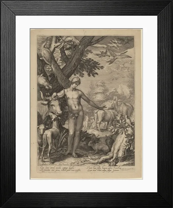 Framed Print : Adam Naming the Animals, 1604. Creator: Jan Saenredam Framed Print : Adam Naming the Animals, 1604. Creator: Jan Saenredam