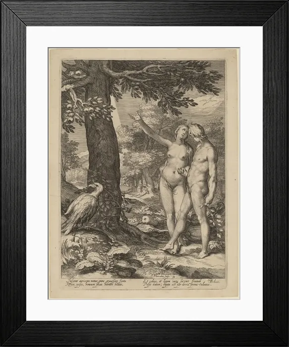 Framed Print : Adam and Eve before the Tree of Knowledge, 1604. Creator: Jan Saenredam Framed Print : Adam and Eve before the Tree of Knowledge, 1604. Creator: Jan Saenredam